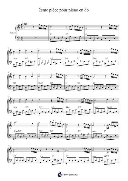 2eme pièce pour piano en do Sheet Music by Thomfra-Arr.Efbooth Borgfe