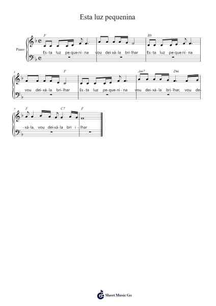 Esta luz pequenina Sheet Music by J. Rocha Monteiro-Arr.Warges Morestone