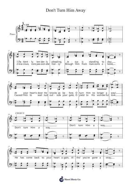 Don't Turn Him Away Sheet Music by Haldor Lillenas-Arr.Hughmand