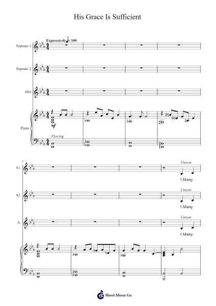 His Grace Is Sufficient Ноты для фортепиано от MOSIE LISTER-Arr.Tomholt Sharpvans