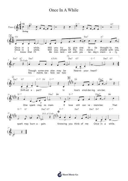 Once In A While Sheet Music by Michael Edwards-Arr.Churwalsh