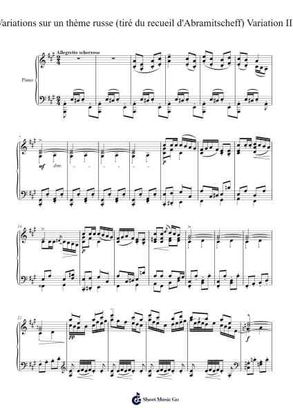 Variations sur un thème russe (tiré du recueil d'Abramitscheff) Variation III Sheet Music by Felix Blumenfeld-Arr.Lamjane