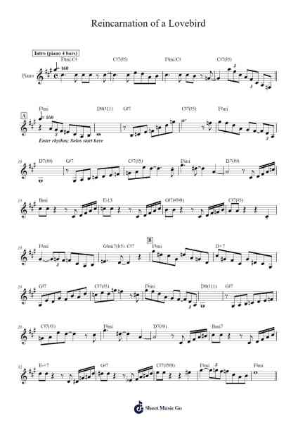 Reincarnation of a Lovebird Sheet Music by Charles Mingus-Arr.Doyvan Kipholmes