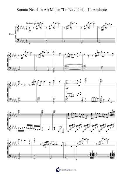 Sonata No. 4 in Ab Major "La Navidad" - II. Andante Sheet Music by Julio García-Arr.Paggo Bruhale