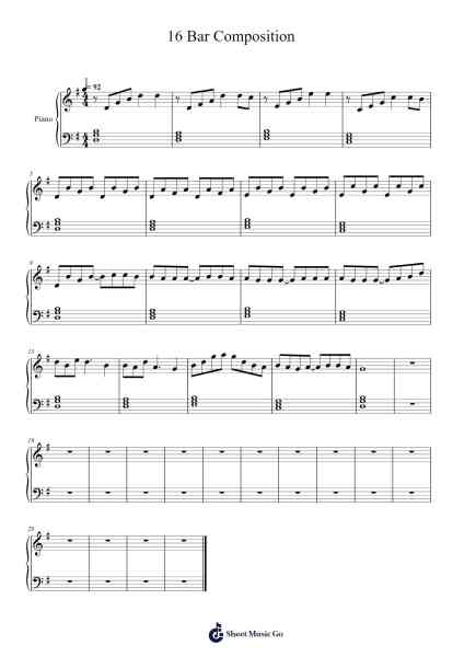 16 Bar Composition Sheet Music by Mayfox-Arr.Natmatt