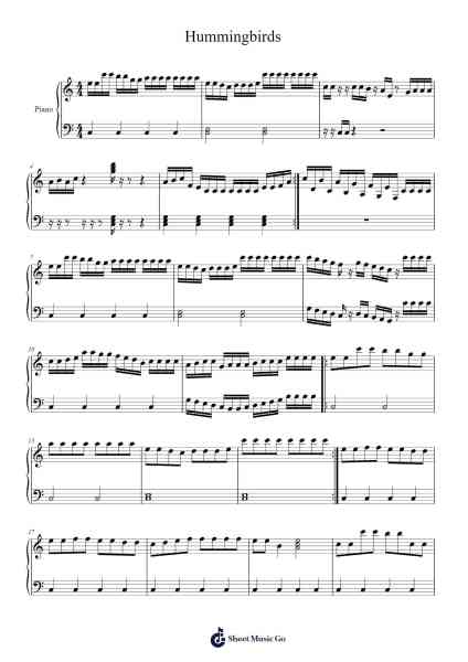 Hummingbirds Sheet Music by Kate Bingham-Arr.Steyule Lanceac