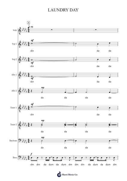 LAUNDRY DAY Sheet Music by Andrew Geher-Arr.Belllas Priestsopp