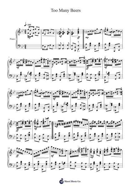 Too Many Beers Sheet Music by Stilkim-Arr.Maypaul
