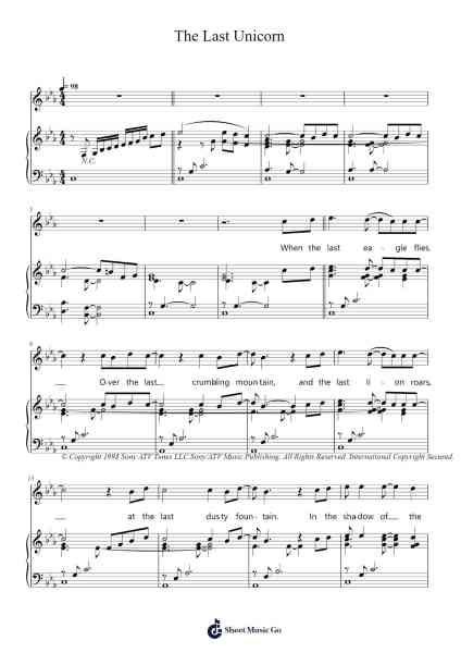 The Last Unicorn Sheet Music by Jimmy Webb-Arr.Oisenrob Clyger