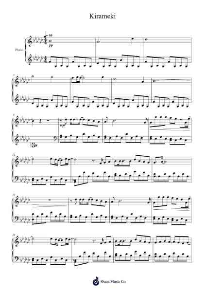 Kirameki 樂譜由 Wacci - 編曲 Millsharp Waygrace