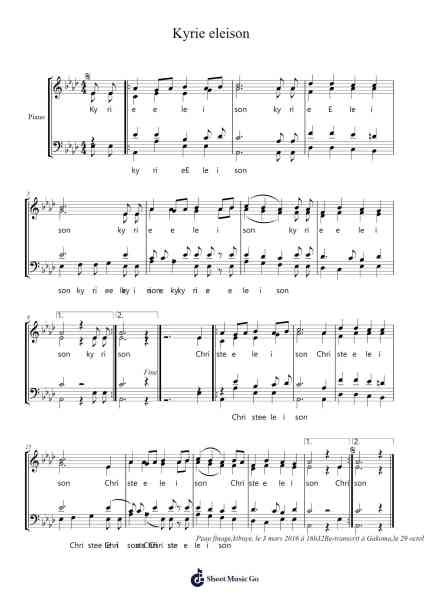 Kyrie eleison 樂譜由 Roberto Lambert - 編曲 Gekeith Fordkiel