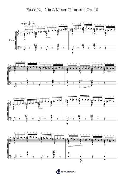 Etude No. 2 in A Minor Chromatic Op. 10 Sheet Music by F. Chopin-Arr.Dwightharte Phijoyce