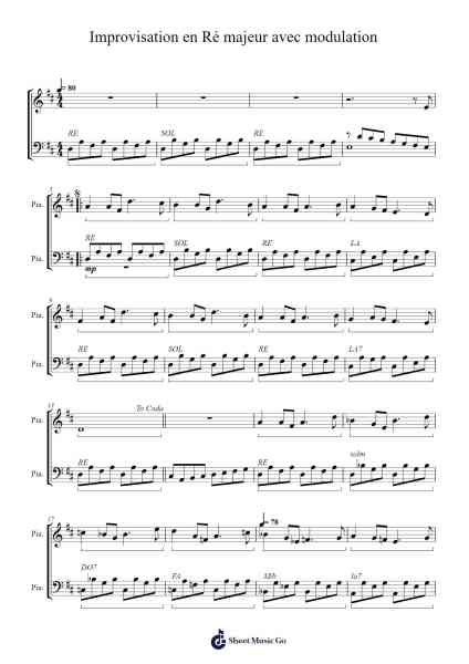 Improvisation en Ré majeur avec modulation Sheet Music by Losnow Stiltian-Arr.Urrite