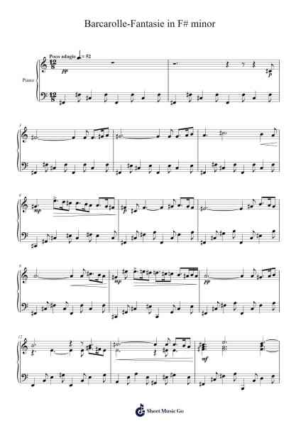 Barcarolle-Fantasie in F# Minor Sheet Music by Churwalsh-Arr.Tifstal Noelvogt