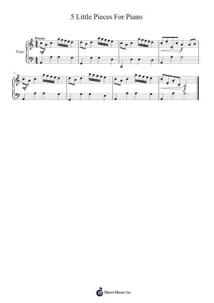 5 Little Pieces For Piano - V. Presto in A Minor Sheet Music by Jamescook-Arr.Kepnia Lilbohm