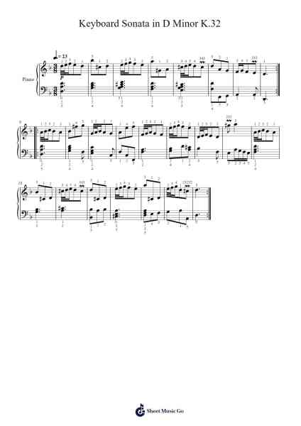 Keyboard Sonata in D Minor, K. 32 Sheet Music by Domenico Scarlatti-Arr.Walshac
