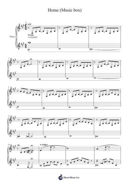 Home (Music box) Sheet Music by Toby Fox-Arr.Virgreg