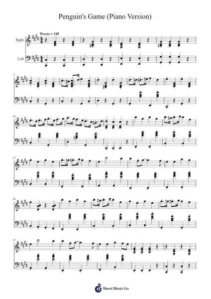 Penguin's Game Sheet Music by Gelato-Arr.Babphy
