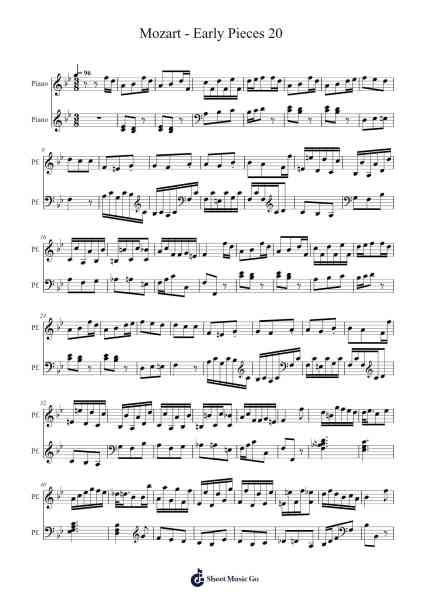 Mozart - Early Pieces 20 Sheet Music by Wolfgang Amadeus Mozart-Arr.Beroll