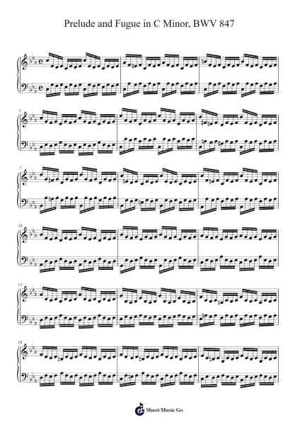 Prelude and Fugue in C Minor, BWV 847 Sheet Music by Johann Sebastian Bach-Arr.Brandwight Gillget