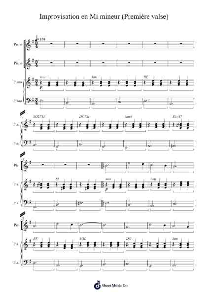 Improvisation en Mi mineur (Première valse) Sheet Music by Losnow Stiltian-Arr.Yerleen Virdean