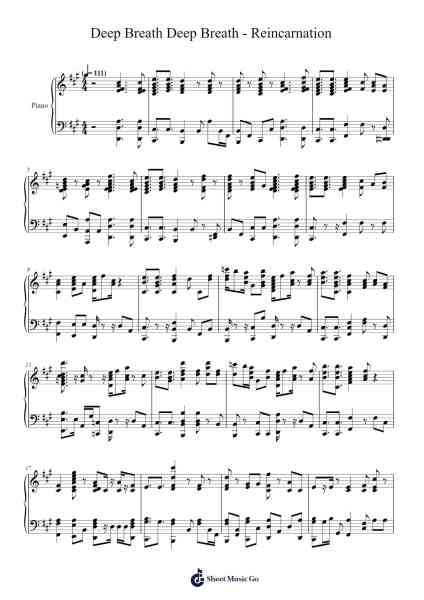 Deep Breath Deep Breath - Reincarnation Sheet Music by -Arr.Wheenan