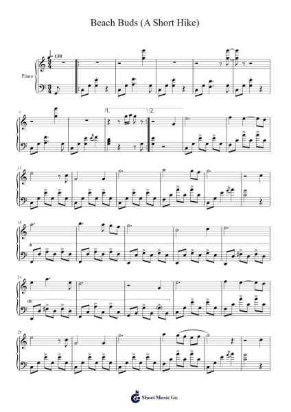 Beach Buds (A Short Hike) Sheet Music by Mark Sparling-Arr.Bloorgrace Springa