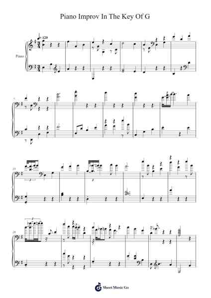 Terrance Shider Piano Improv In The Key Of G Sheet Music by -Arr.Keliot Hicksner
