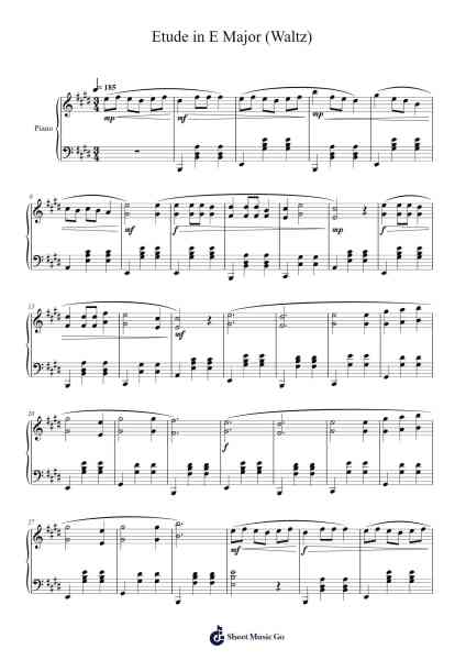 Etude in E Major (Waltz) Sheet Music by Yvesmeg Todrey-Arr.Giswolf