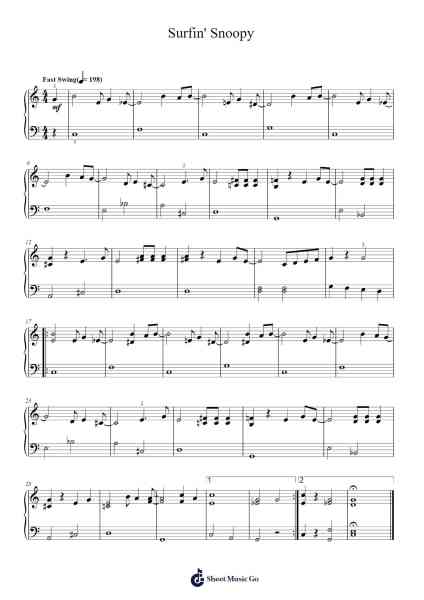 Surfin' Snoopy Sheet Music by Vince Guaraldi-Arr.Hula