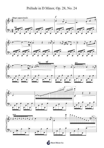 Prélude in D Minor, Op. 28, No. 24 Sheet Music by Frédéric Chopin-Arr.Rhotab