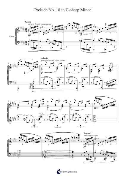 Prelude No. 18 in C-sharp Minor Sheet Music by Jack Wall?-Arr.Ranvy Birdberg