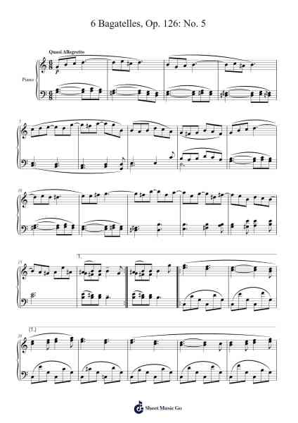 6 Bagatelles, Op. 126: No. 5 Sheet Music by Ludwig van Beethoven-Arr.Blouis