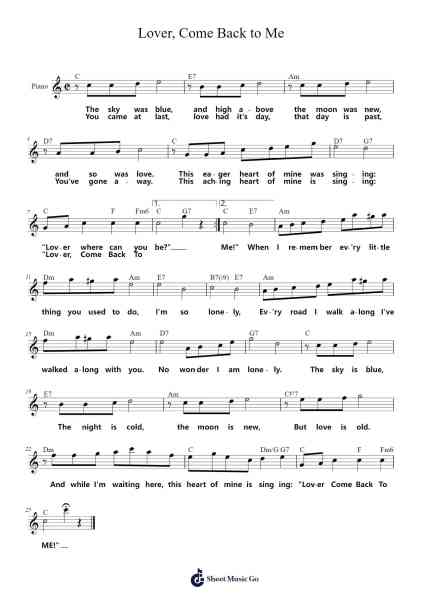 Lover, Come Back to Me Sheet Music by Sigmund Romberg-Arr.Hewkay Brewstience