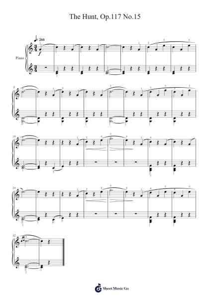 The Hunt, Op. 117 No. 15 Sheet Music by Cornelius Gurlitt-Arr.Saster Hawreed