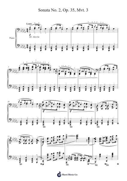 Sonata No. 2 in B-flat Minor, Op. 35: III. Marche funèbre: Lento Sheet Music by Frédéric Chopin-Arr.Hughlon
