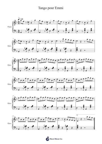 Tango pour Emmi Sheet Music by Theo Degler-Arr.Millsharp Waygrace