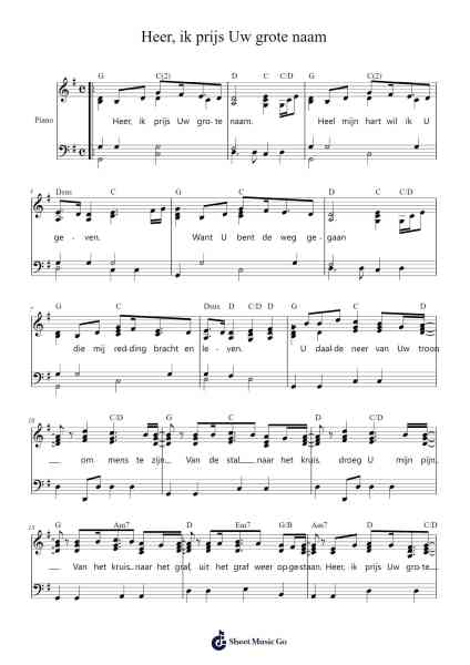Heer, ik prijs Uw grote naam Sheet Music by -Arr.Maudtance Waybert