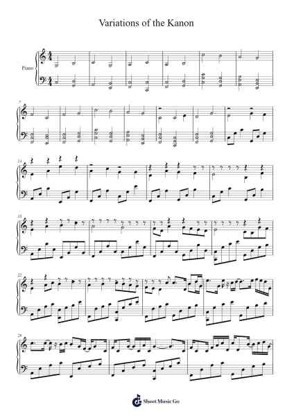Variations of the Kanon Sheet Music by Johann Pachelbel-Arr.Bronjean
