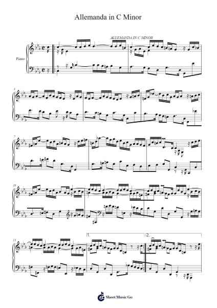Allemanda in C Minor Sheet Music by William Babell-Arr.Louiefie