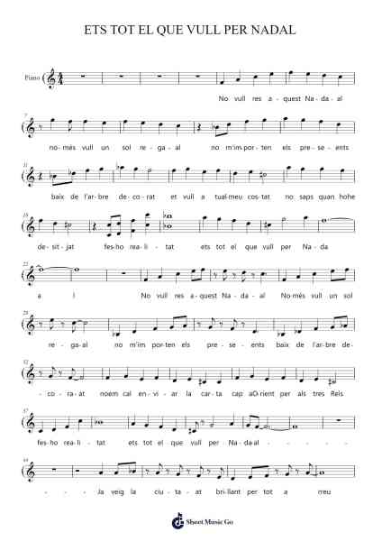 ETS TOT EL QUE VULL PER NADAL Sheet Music by Moreno/Tormo-Arr.Ossharp Nortiane