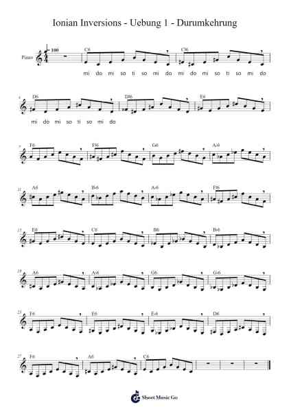 Ionian Inversions - Uebung 1 - Durumkehrung Sheet Music by Barbara Pavelka-Arr.Paygill Noaho'neil