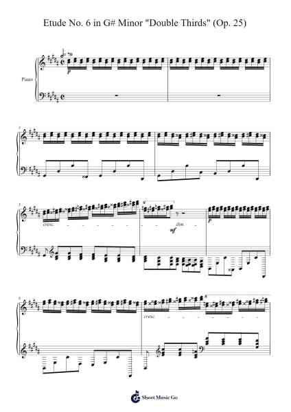 Etude No. 6 in G-sharp Minor, Op. 25 "Double Thirds" Sheet Music by Frédéric Chopin-Arr.Babvieve Themew