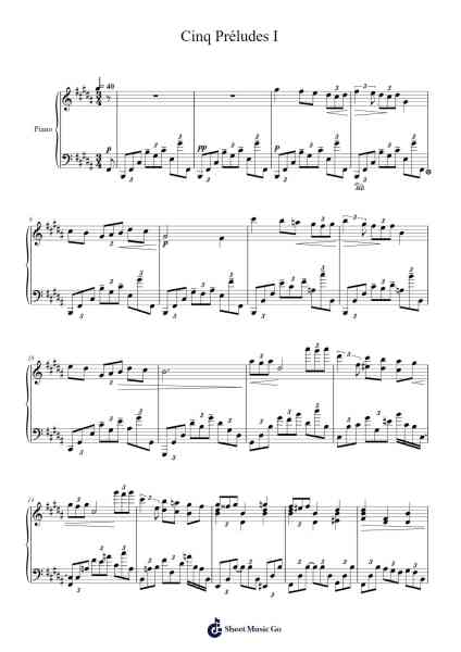 Five Preludes, Op. 16: No. 1 in B Major Sheet Music by Alexander Scriabin-Arr.Lamjane