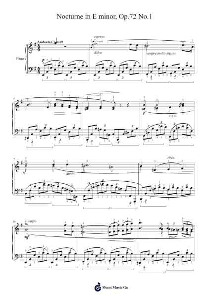 Nocturne in E Minor, Op. 72 No. 1 Sheet Music by Frédéric Chopin-Arr.Earllotte Mansnix