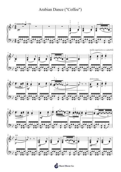 The Nutcracker, Op. 71: Arabian Dance ("Coffee") Sheet Music by Pyotr Ilyich Tchaikovsky-Arr.Shertram