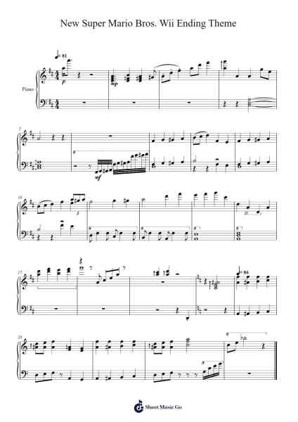 New Super Mario Bros. Wii Ending Theme Sheet Music by Ryo Nagamatsu-Arr.Yvonmuel