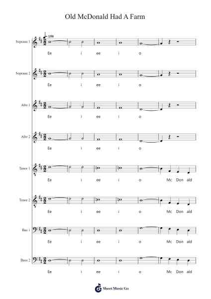 Old McDonald Had A Farm Sheet Music by Misc Traditional-Arr.Totience Queesom