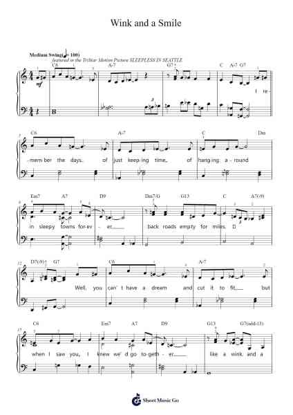 Wink and a Smile Sheet Music by Harry Connick Jr.-Arr.Grever Carhume