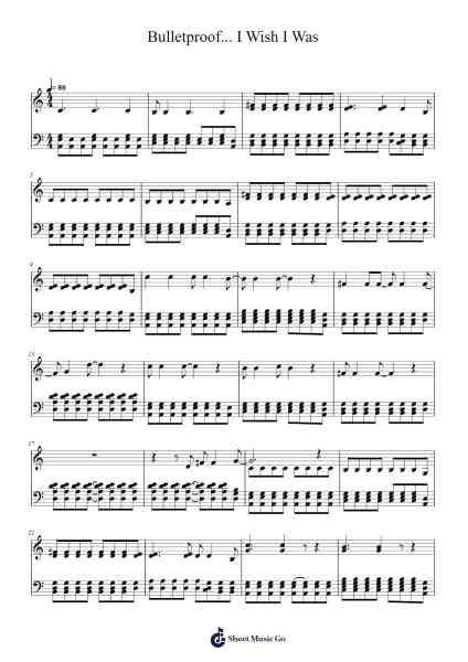 Bulletproof... I Wish I Was Sheet Music by Radiohead-Arr.Maudky Clairebey
